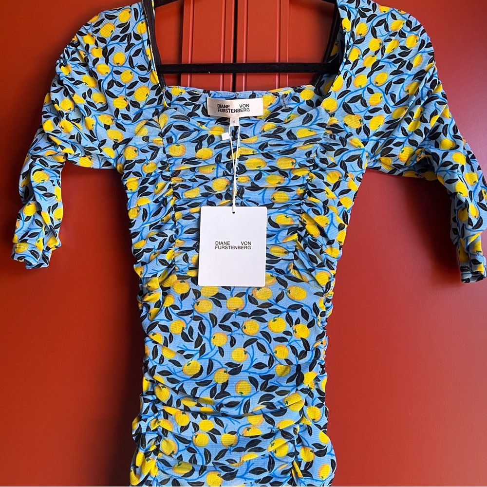 Diane Von Furstenberg Dacey Ruched Mesh Midi Dress - Picture 7 of 12